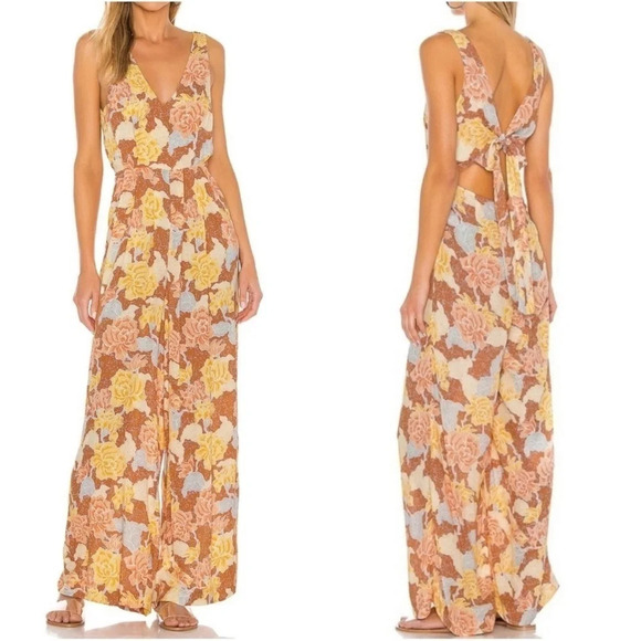 Amuse Society Bliss Tank Woven Wide Leg Jumpsuit Tropical Floral XS Boho Modern - Picture 1 of 2